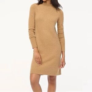 NWT J. Crew Factory Wool Blend Mock Neck‎ Sweater Dress Camel Brown Size XS